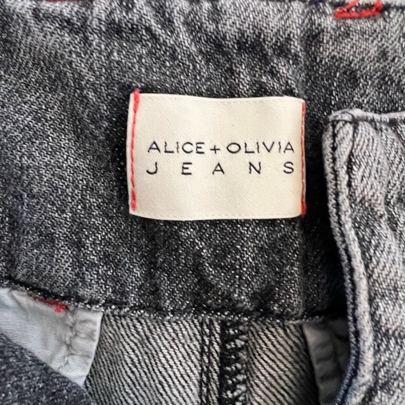 Alice + Olivia Black Washed High-Waist Wide-Leg Jeans - Picture 6 of 7